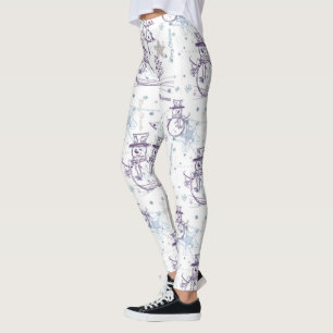 Christmas Elements Winter Snowman Sketch leggings