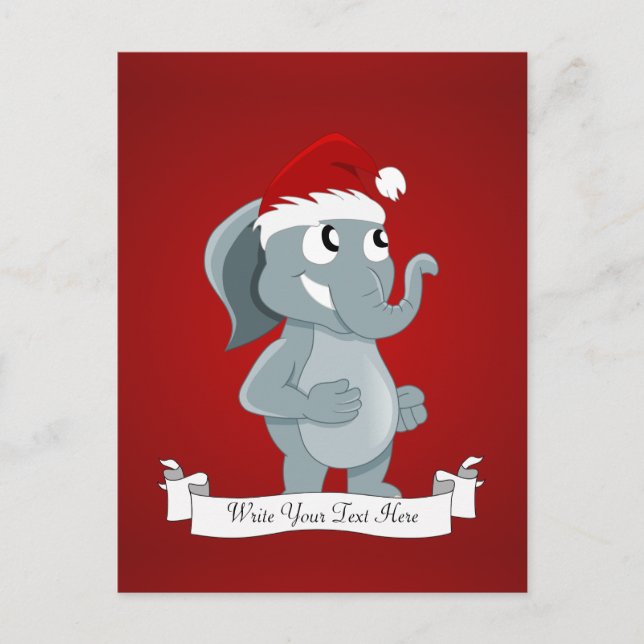 Christmas elephant cartoon holiday postcard (Front)