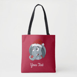 Christmas elephant cartoon Tote