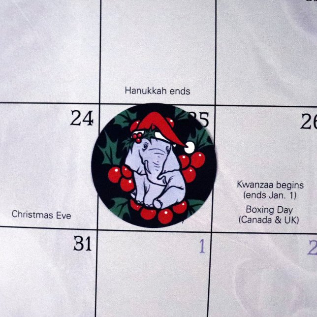 Christmas Elephant Classic Round Sticker (Creator Uploaded)