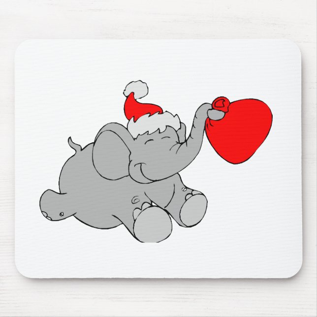 Christmas Elephant Heart Mouse Pad (Front)