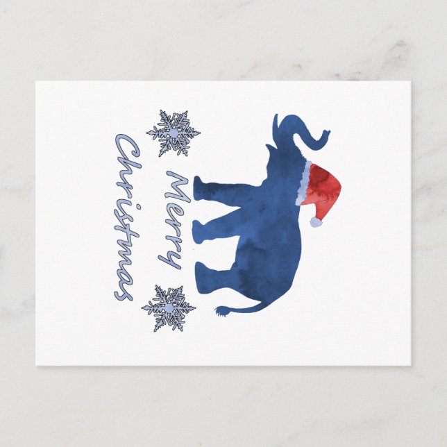 Christmas Elephant Holiday Postcard (Front)