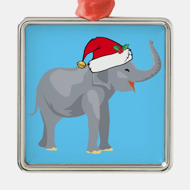 Christmas Elephant Metal Tree Decoration (Front)