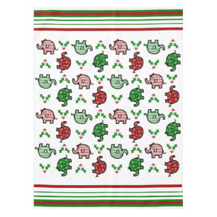 Christmas Elephant Pattern Tablecloth