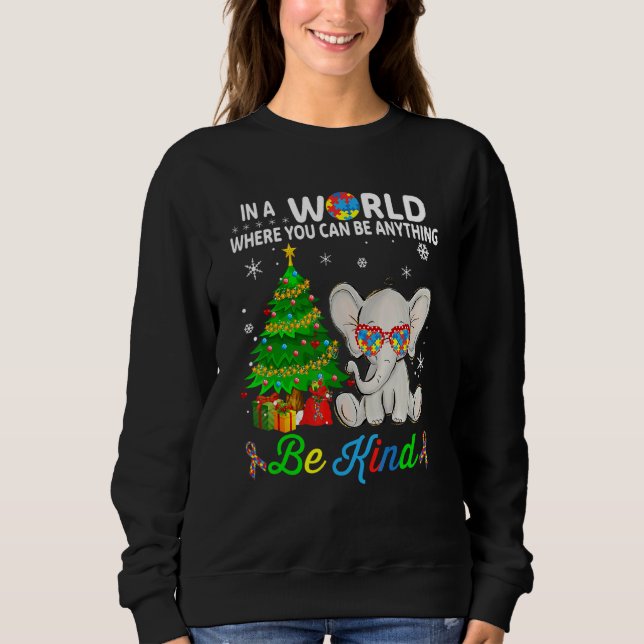 Christmas Elephant Tee Autism Awareness Month Ribb (Front)