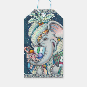 CHRISTMAS ELEPHANT, TRUNKFUL OF GIFTS & GOOD CHEER GIFT TAGS