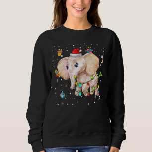 Christmas Elephants Funny Santa Hat Lights Kid Gir Sweatshirt