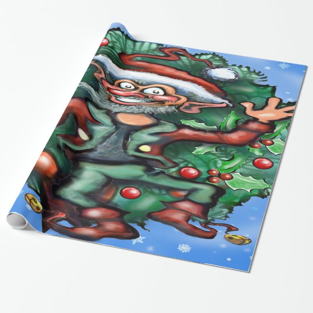 Christmas Elf 2x3' 60# Wall Decoration Wrapping Paper (Unrolled)