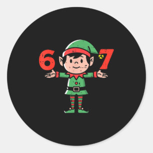 Christmas Elf 67 Cute Xmas 6 7 Meme Gen Alpha Boys Classic Round Sticker