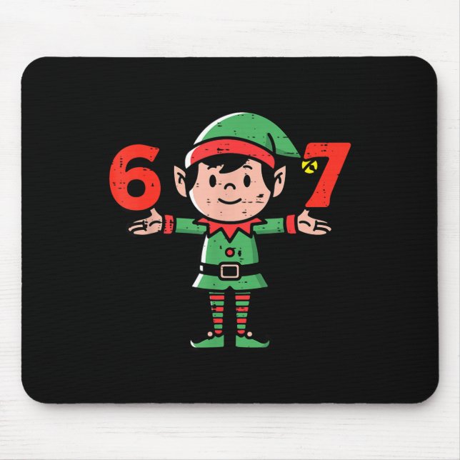 Christmas Elf 67 Cute Xmas 6 7 Meme Gen Alpha Boys Mouse Pad (Front)