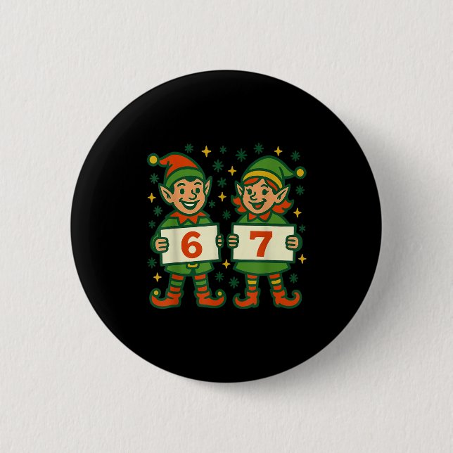 Christmas Elf 6 7 Meme Funny Holiday Elves Gen Alp 6 Cm Round Badge (Front)