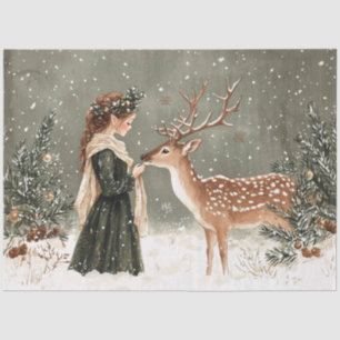 Christmas Elf and Deer Winter Decoupage Tissue Paper