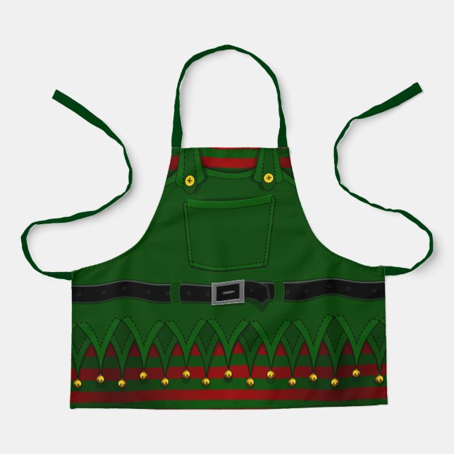 Christmas Elf Aprons Festive Holiday Costume Apron (Front)