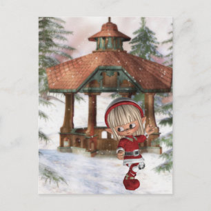 Christmas Elf at North Pole Postcard