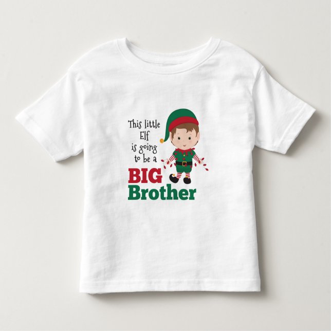 Christmas Elf Big Brother Announcement Toddler T-Shirt (Front)