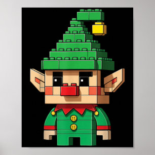 Christmas Elf Block Building Builder Brick Master  Poster