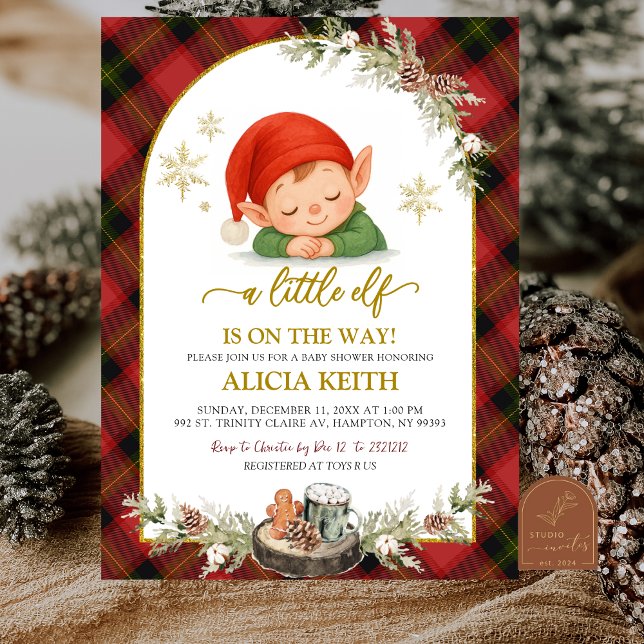 Christmas Elf Boy Baby Shower Invitation (Creator Uploaded)