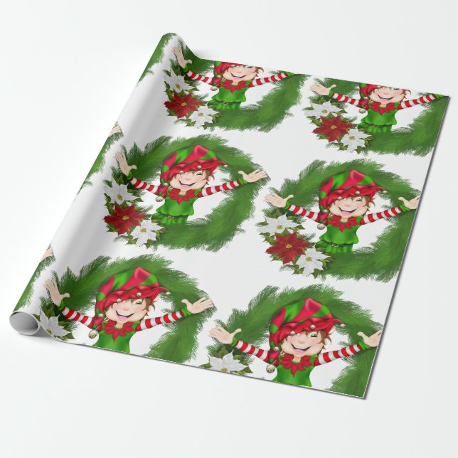 Christmas Elf Christmas Gift Wrap (Unrolled)