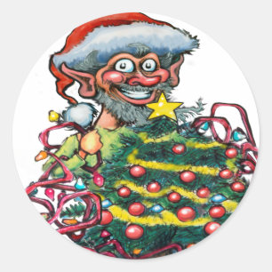 Christmas Elf Classic Round Sticker