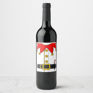 Christmas Elf Costume Funny Xmas Holiday T-Shirt Wine Label