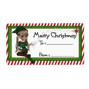 Christmas Elf D4 :: Fantasy Christmas Gift Label