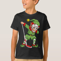 Christmas Elf Dabbing Ice Hockey Player Boys Kids