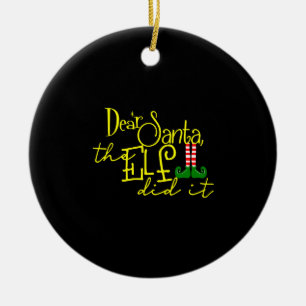 Christmas Elf Did It Ceramic Tree Decoration