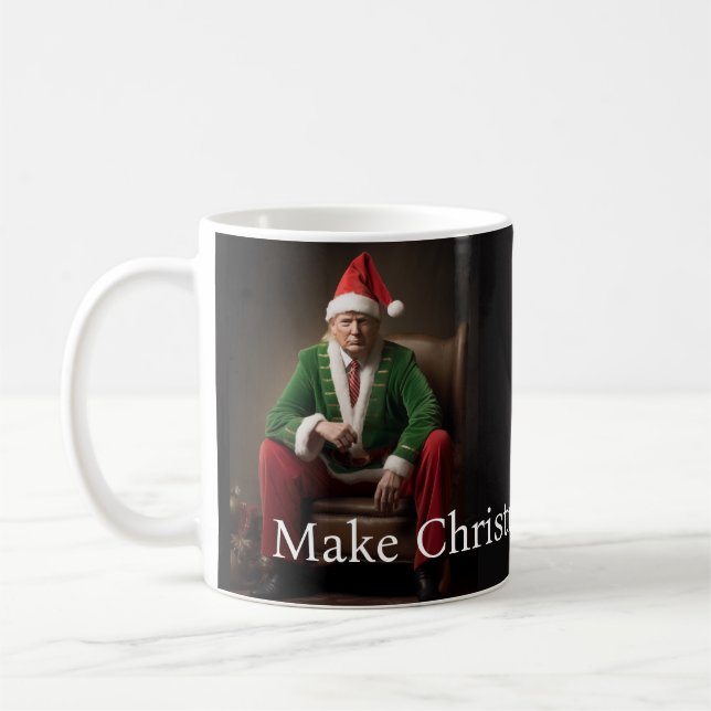 Christmas Elf Donald Trump Coffee Mug (Left)