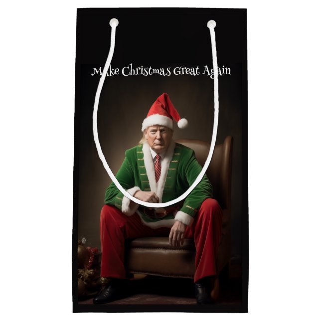 Christmas Elf Donald Trump Small Gift Bag (Front)