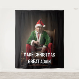 Christmas Elf Donald Trump Tapestry