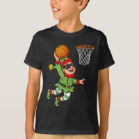 Christmas Elf Dunking A Basketball Fun Boys Kids X