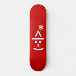 Christmas Elf Emoticon Xmas ASCII Text Art Skateboard