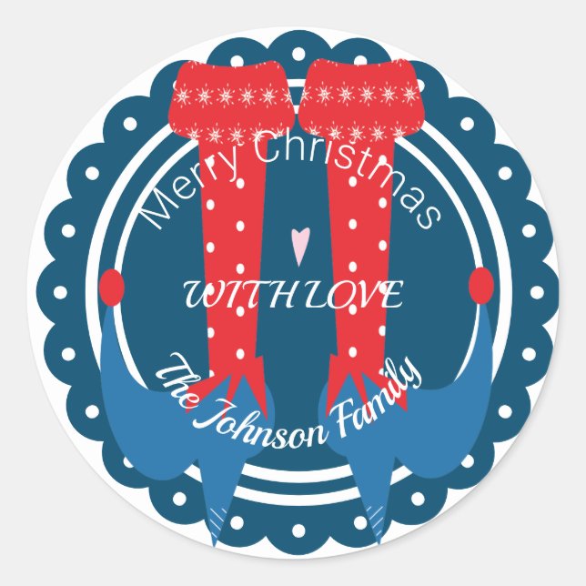 Christmas Elf Feet Heels Festive Holiday Classic Round Sticker (Front)