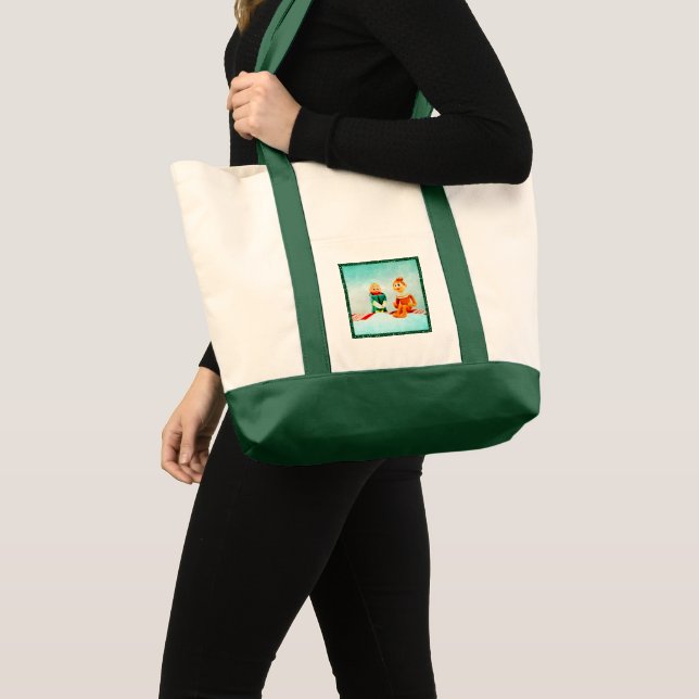 Christmas Elf First Date with Glitter Frame Tote Bag (Front (Product))