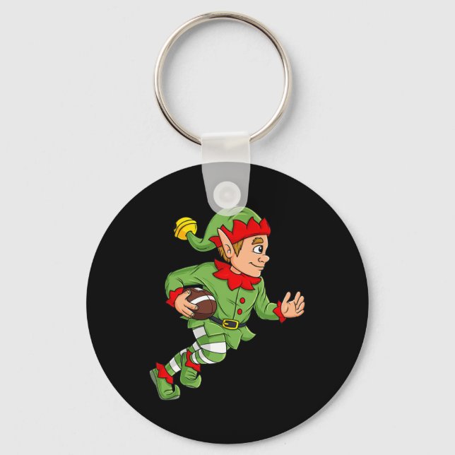 Christmas Elf Football Running Back Boys Kids Fami Key Ring (Front)