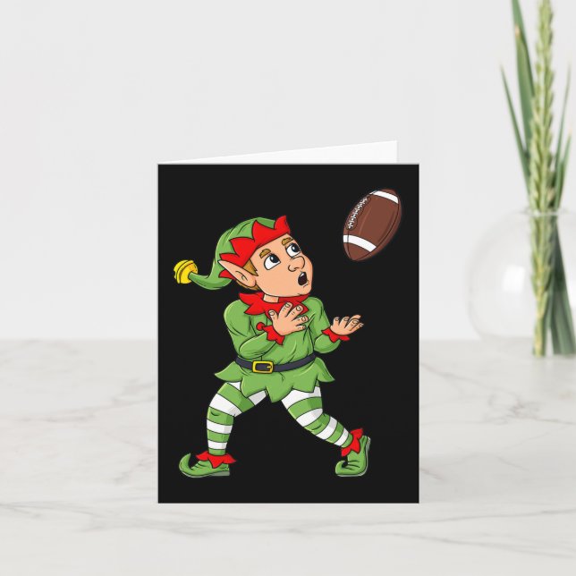 Christmas Elf Football Wide Receiver Boys Kids Fam Card (Front)