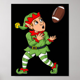 Christmas Elf Football Wide Receiver Boys Kids Fam Poster