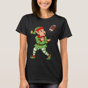 Christmas Elf Football Wide Receiver Boys Kids Fam T-Shirt