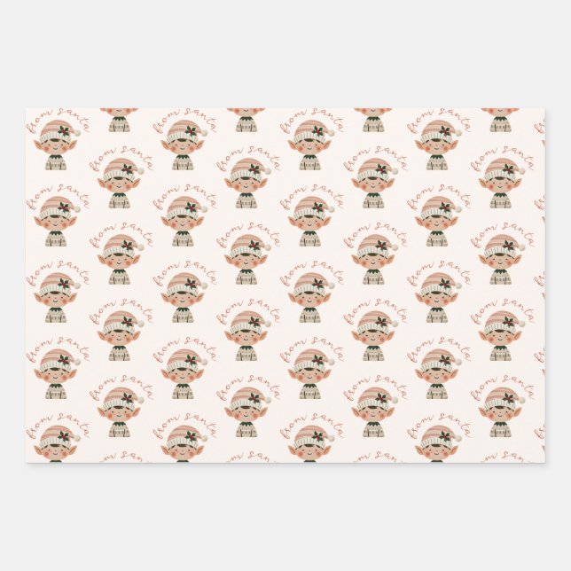 Christmas Elf From Santa Wrapping Paper Sheet (Front)