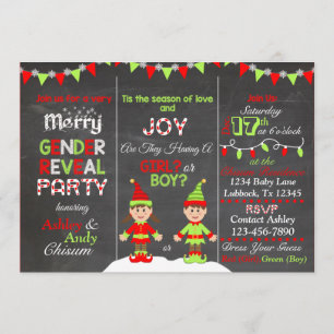 Christmas Elf Gender Reveal Invitation