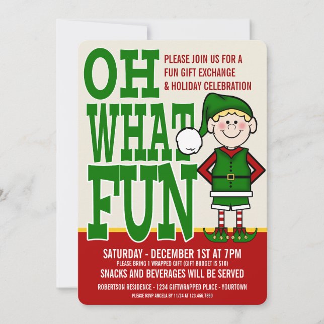 Christmas Elf Gift Exchange Party Invitation (Front)