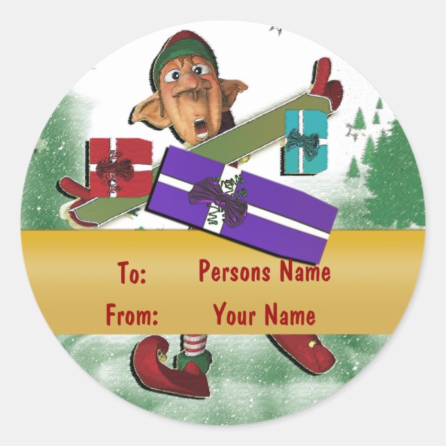 Christmas elf gift tag cute (Front)