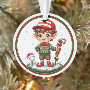 Christmas Elf Golfer Cute Holiday Ornament
