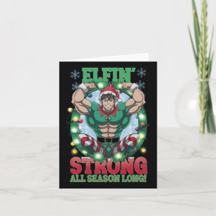 Christmas Elf Gym Workout Elfin' Strong All Season Card