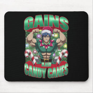 Christmas Elf Gym Workout Gains And Candy Canes Mouse Pad