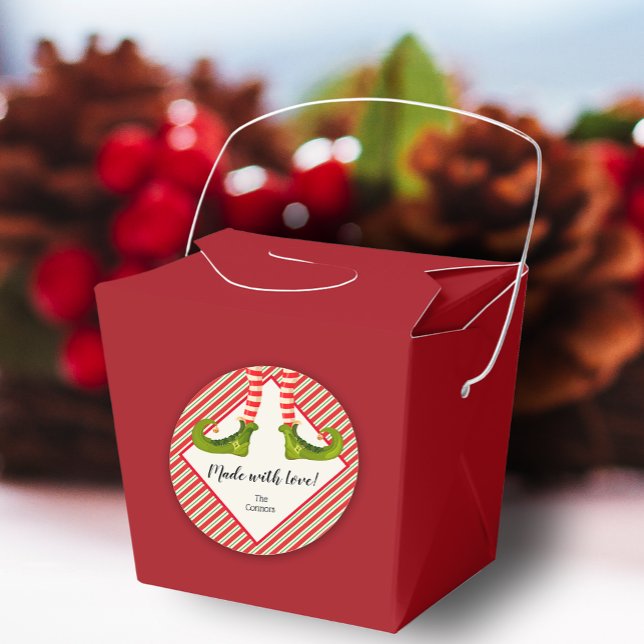 Christmas Elf Homemade Goods Holiday Baking Small Classic Round Sticker (Sheet of 20 1-1/2" stickers personalized with your details (box sold separately.))