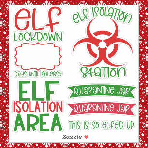 Christmas Elf Isolation DIY Jar Stickers Red Green