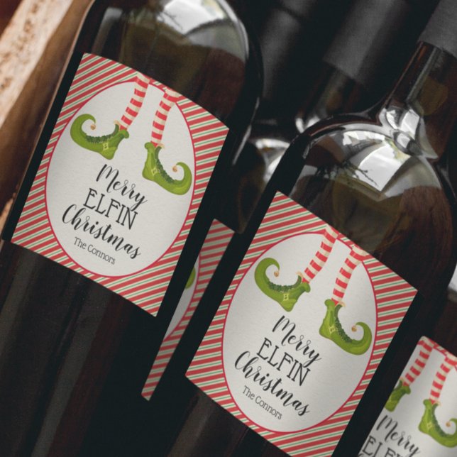 Christmas Elf Legs Holiday Wine Label (Christmas Elf Legs Holiday Wine Bottle Labels)