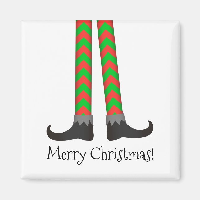Christmas Elf Legs Magnet - Chevron Costume (Front)