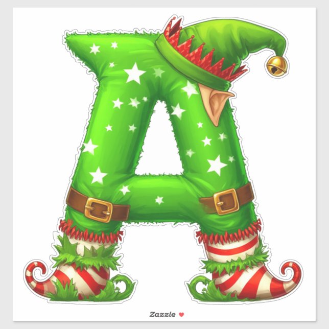Christmas Elf Letter A Cartoon Character (Sheet)